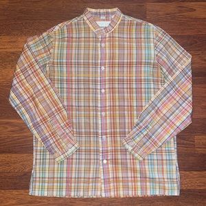 Geoffrey Beene rainbow plaid shirt
